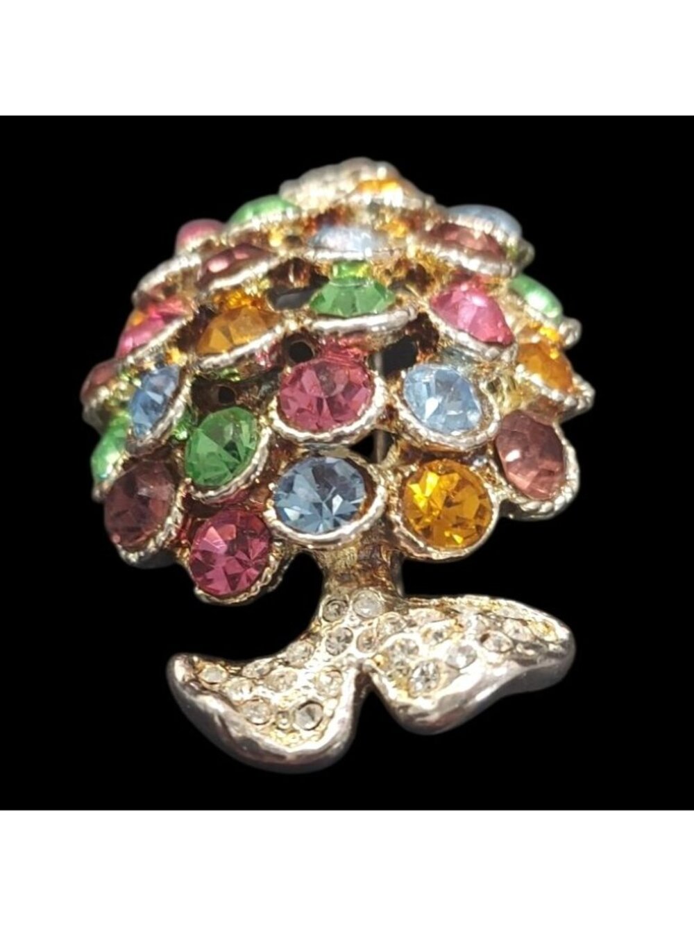 Puffer Fish Rhinestone Brooch Pin Silver Tone Multicolor Crystal Statement Beach - Picture 4 of 8